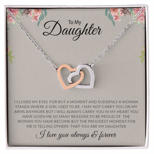 My Daughter | I Love You, Always & Forever - Interlocking Hearts necklace